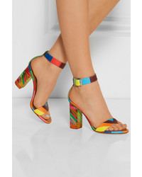 Sandales à talons en cuir imprimées multicolores Valentino