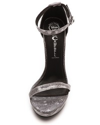 Sandales à talons en cuir imprimées serpent grises Jeffrey Campbell
