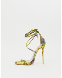 Sandales à talons en cuir imprimées serpent multicolores SIMMI Shoes