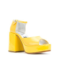 Sandales à talons en cuir jaunes MM6 MAISON MARGIELA