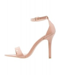 Sandales à talons en cuir marron clair Glamorous