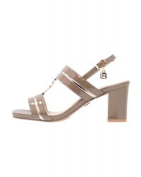 Sandales à talons en cuir marron clair Laura Biagiotti