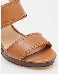 Sandales à talons en cuir marron clair Dune