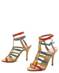 Sandales à talons en cuir multicolores Jean-Michel Cazabat