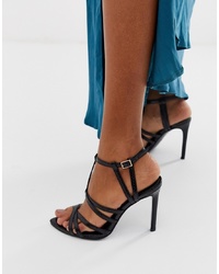 Sandales à talons en cuir noires ASOS DESIGN