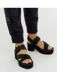 Sandales à talons en cuir noires ASOS DESIGN