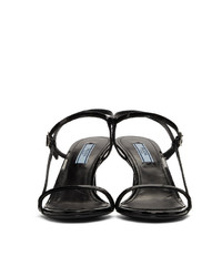 Sandales à talons en cuir noires Prada
