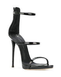 Sandales à talons en cuir noires Giuseppe Zanotti Design