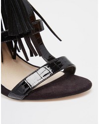 Sandales à talons en cuir noires Asos
