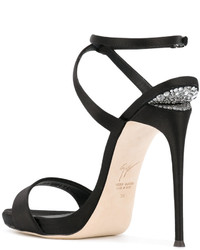 Sandales à talons en cuir noires Giuseppe Zanotti Design