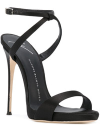 Sandales à talons en cuir noires Giuseppe Zanotti Design