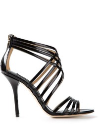 Sandales à talons en cuir noires Dolce & Gabbana