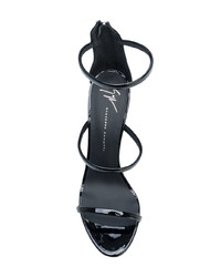 Sandales à talons en cuir noires Giuseppe Zanotti Design