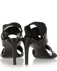 Sandales à talons en cuir noires Balenciaga