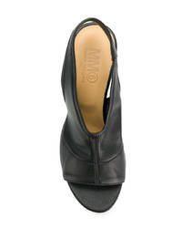 Sandales à talons en cuir noires MM6 MAISON MARGIELA