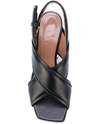 Sandales à talons en cuir noires Marni