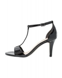 Sandales à talons en cuir noires Tamaris