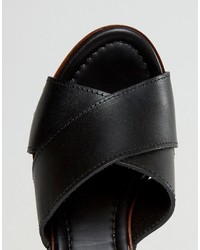 Sandales à talons en cuir noires Asos