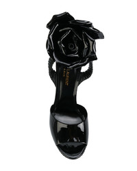 Sandales à talons en cuir noires Saint Laurent
