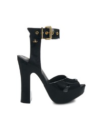 Sandales à talons en cuir noires Vivienne Westwood For Melissa