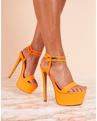 Sandales à talons en cuir orange ASOS DESIGN