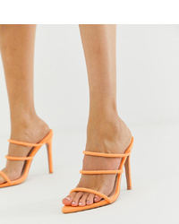 Sandales à talons en cuir orange Boohoo