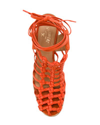 Sandales à talons en cuir orange Kitx