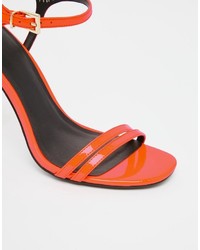 Sandales à talons en cuir orange Asos