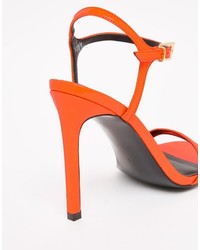 Sandales à talons en cuir orange Asos