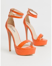 Sandales à talons en cuir orange SIMMI Shoes