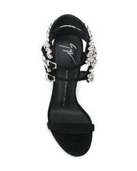 Sandales à talons en cuir ornées noires Giuseppe Zanotti Design
