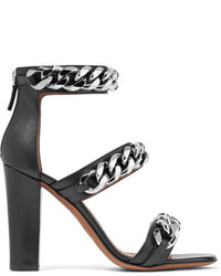 Sandales à talons en cuir ornées noires Givenchy