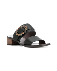 Sandales à talons en cuir ornées noires See by Chloe