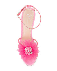 Sandales à talons en cuir roses Giuseppe Zanotti Design