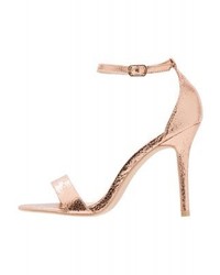Sandales à talons en cuir roses Glamorous