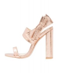 Sandales à talons en cuir roses Missguided