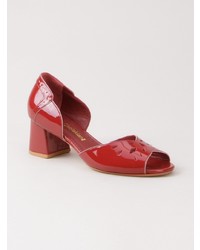 Sandales à talons en cuir rouges Sarah Chofakian