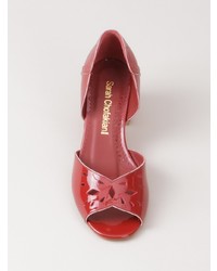 Sandales à talons en cuir rouges Sarah Chofakian