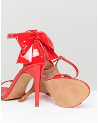 Sandales à talons en cuir rouges Asos
