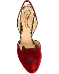 Sandales à talons en cuir rouges Charlotte Olympia