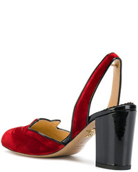 Sandales à talons en cuir rouges Charlotte Olympia