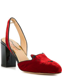 Sandales à talons en cuir rouges Charlotte Olympia