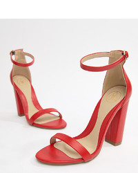 Sandales à talons en cuir rouges Missguided