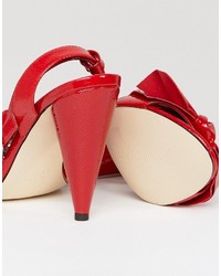 Sandales à talons en cuir rouges New Look