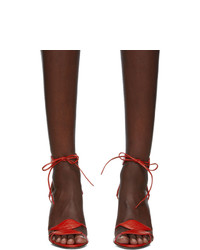 Sandales à talons en cuir rouges Gucci