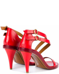 Sandales à talons en cuir rouges Chloé