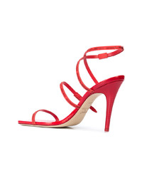 Sandales à talons en cuir rouges Off-White