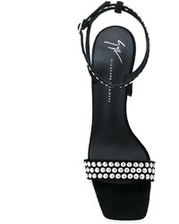 Sandales à talons en daim à clous noires Giuseppe Zanotti Design