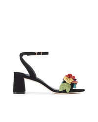 Sandales à talons en daim à fleurs noires Sophia Webster