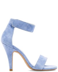 Sandales à talons en daim bleu clair
